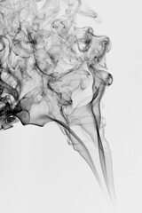 Black smoke isolated on white background.