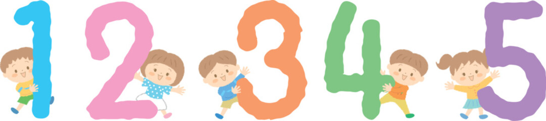 子どもとカラフルな数字1~5
