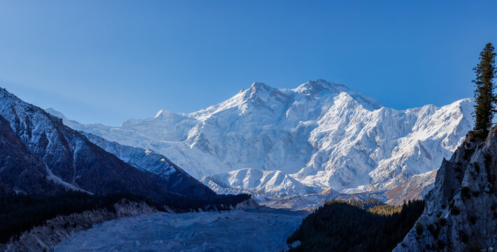 Nanga Parbat is the ninth highest mountain in the world at 8,126 meters, from Fairy Meadows,Gilgit-Baltistan, Pakistan,