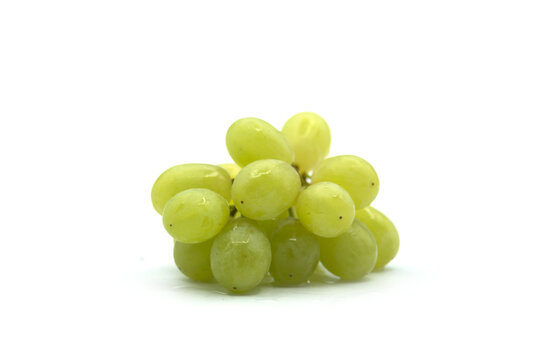 Closeup of white grape on white background