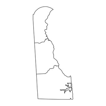 Delaware state map with counties. Vector illustration.