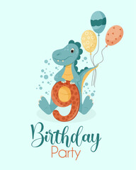 Happy birthday card with a dinosaur