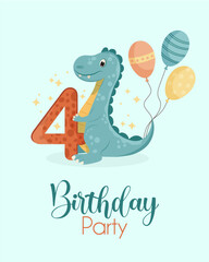 Happy birthday card with a dinosaur