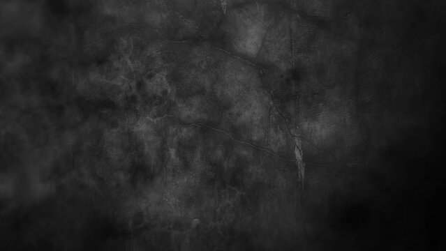 Scary, dark, smoke-filled horror background with a textured wall. Room is engulfed in darkness, with only faint, flickering light sources casting eerie shadows.