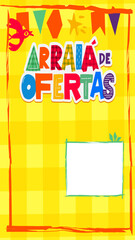 arraiá pack social media xilogravura festa junina brasil nordeste cangaceiro cordel arraiá de ofertas © Thaluan