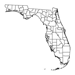 Florida state map with counties. Vector illustration.