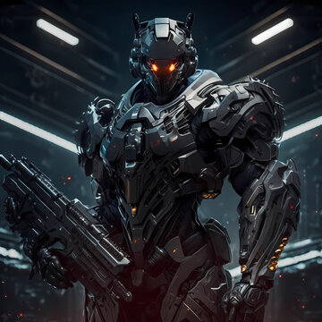 Abstract dark armored cyborg background