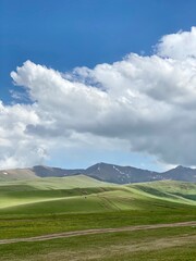 mountains and clouds. landscape with clouds in the mountains of Kazakhstan, Almaty. Tourism development in Kazakhstan