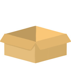 Open cardboard box. Brown cardboard box illustration. Cartoon style. Cat toy box. Pet bed.