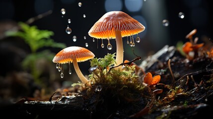 Fototapeta premium mushroom in dark Background