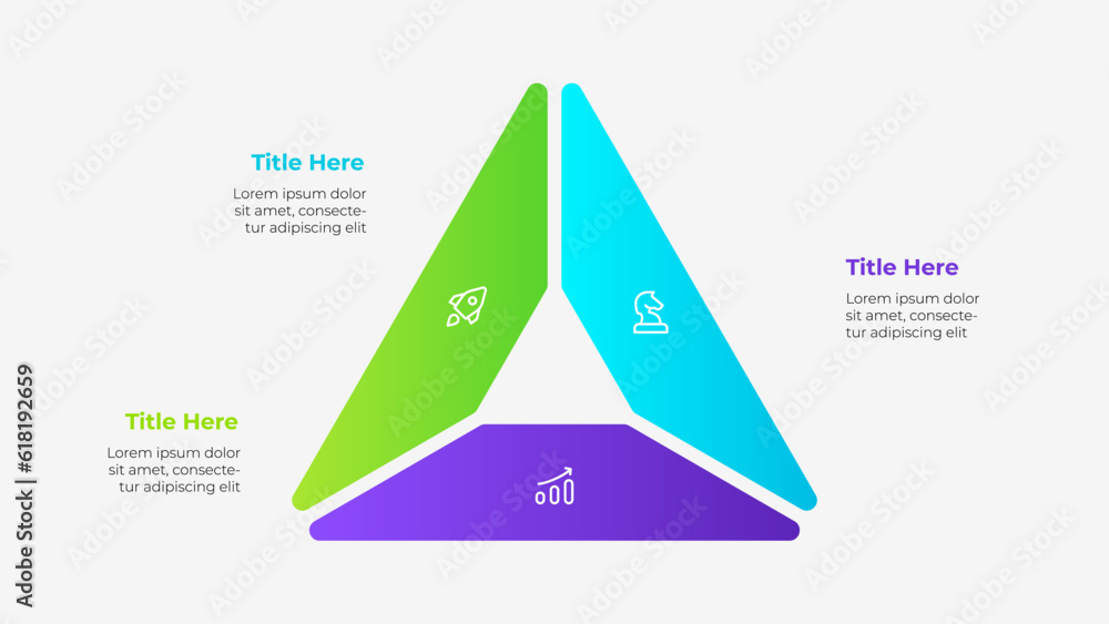 Poster diagram in the form of a triangle divided into 3 parts. vector cycle infographic