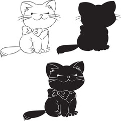 Flat design cat silhouette set.vector illustration.