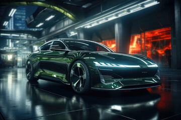 Obraz na płótnie Canvas Supercar eco-friendly electric car, new design, ai