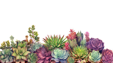Fototapeta premium Different beautiful plants for decorative frame,banner and artwork on transparent background. Generative Ai