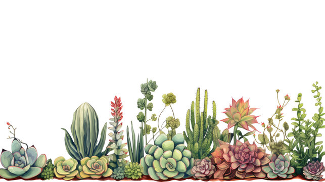 Different beautiful plants for decorative frame,banner and artwork on transparent background. Generative Ai