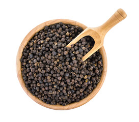 peppercorn in wood bowl isolated on transparent png