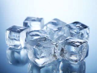 Clear translucent ice cubes generative ai