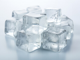 Obraz premium Clear translucent ice cubes generative ai