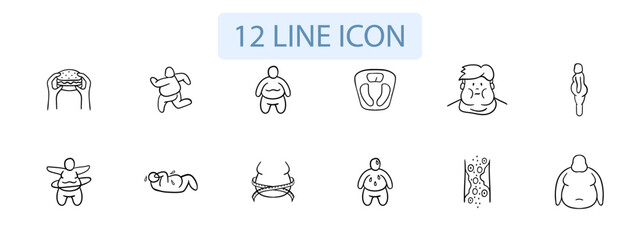 Workouts for Weight Loss Icon. Vascular problems, obesity, training for weight loss, overweight. Vector 12 line icon