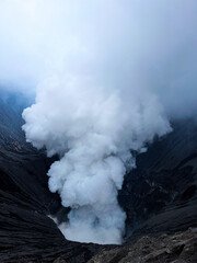Volcano, sulfur cloud. Bromo, Indonesia, Java. 