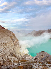 Volcanic landscape. Ijen mountain, Java, Indonesia.