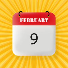 Fevruary 9 banner. Speech bubble with Fevruary 9 text. Business concept. 3d illustration. Pop art background. Vector line icon for business