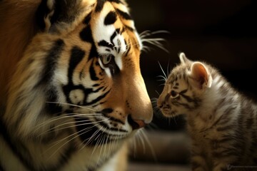 Fototapeta na wymiar The Essence of Chinese Heritage A Tiger Mother and Her Offspring