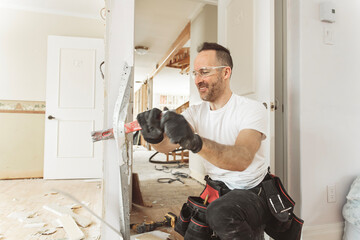 Construction Worker Building renovation an old house