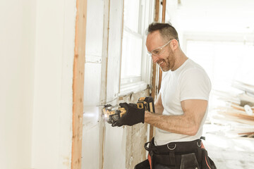 Construction Worker Building renovation an old house