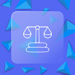 Court Icon. Justice, legal system, judiciary, courtroom, law, litigation, trials, legal proceedings, due process. Glassmorphism style. Vector line icon