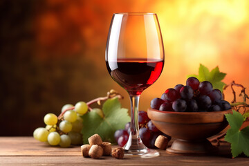 bottle winery background grape food glass drink old wine beverage alcohol. Generative AI.