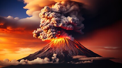 a volcano erupting with smoke. Generative AI Art.