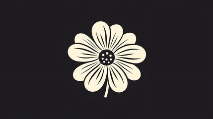 A minimalist graphic design combining simple line art with a bold, stylized daisy. (Generative AI)