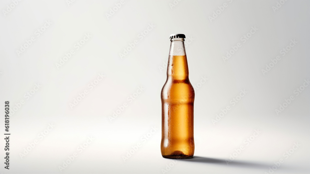 Poster bottle of beer on a white background. 3d rendering. generative ai