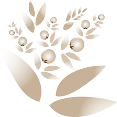 A stylized plant with a white and beige gradient .for designs.