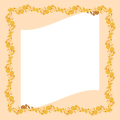 The frame is delicate yellowish in color with stylized plants.