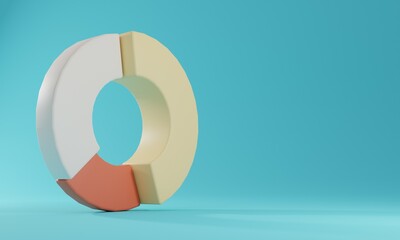 Business Donut chart on blue background.for finance and trading.3d render illustration.