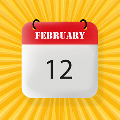 Fevruary 12 banner. Speech bubble with Fevruary 12 text. Business concept. 3d illustration. Pop art background. Vector line icon for business