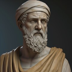 An artistic interpretation of a portrait of Pythagoras, the renowned ancient Greek philosopher - obrazy, fototapety, plakaty