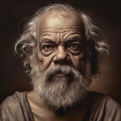 An artistic interpretation of a portrait of Socrates, the renowned ancient Greek philosopher - obrazy, fototapety, plakaty