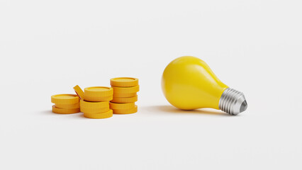 Make money idea, Venture capital or financial support for startup and entrepreneur company. Idea pitching for fund raising concept. Business strategy, Financial planning. 3D rendered illustration