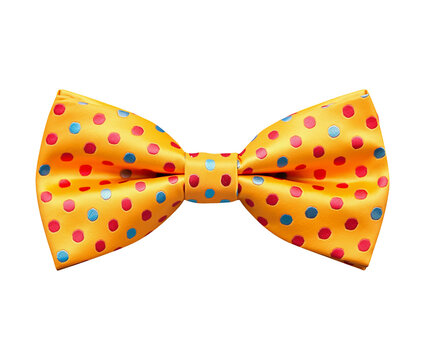 Colorful dotted yellow bow isolated on transparent or white background, png