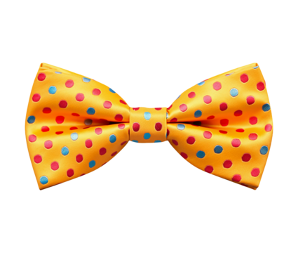 Colorful dotted yellow bow isolated on transparent or white background, png