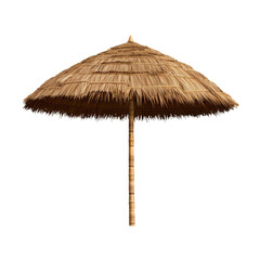 Straw beach umbrella isolated on transparent or white background, png - obrazy, fototapety, plakaty
