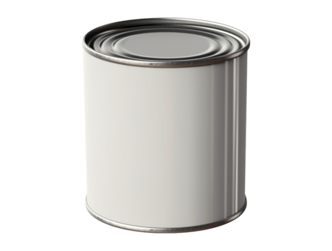 Paint can with a blank label isolated on transparent or white background, mockup, png