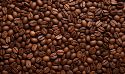 Fototapeta premium Coffee beans background. Morning drink wallpaper. For banner, postcard, book illustration.