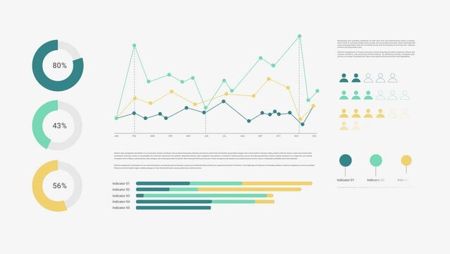 Animater futuristic graphs and charts on white background, user screen dashboard or interface with graphs, lines, surfaces, motional and colorful diagrams, marketing and information, 4k motion graphic