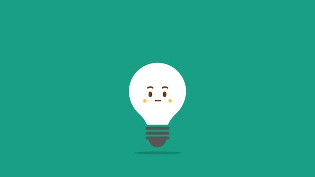 lightbulb cartoon, have an idea, vector animation. cute lightbulb concept