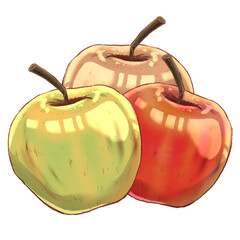 group of illustrated colored apples.