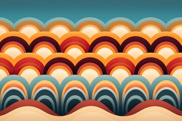 Motif Géométrique Groovy, flat design, minimalist,70s style, IA, génératif, numérique, art, illustration